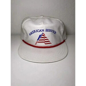 Vintage American Service Boat Hat Rope White Adjustable Back Strap Golf Flag